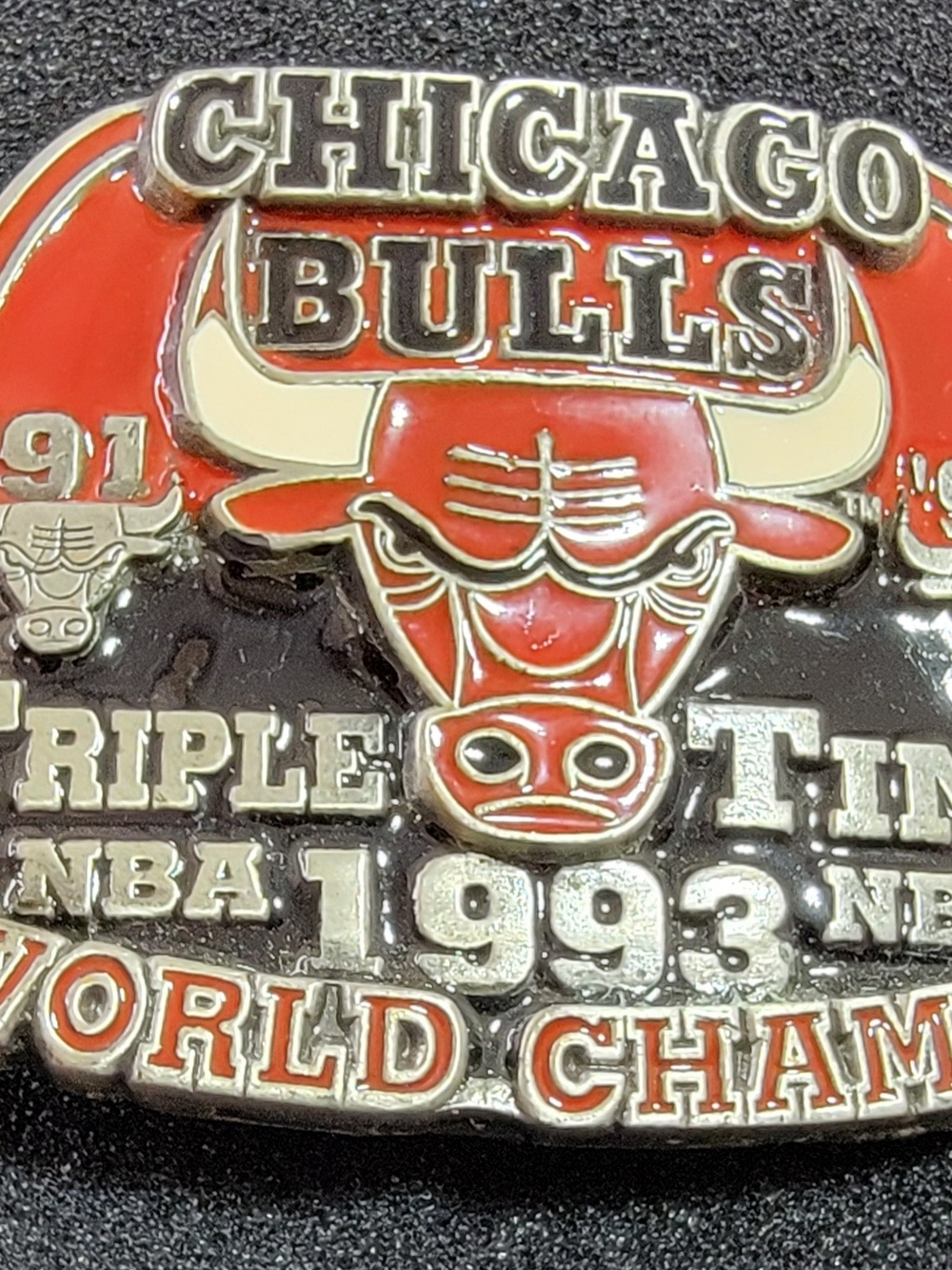 NBA Bulls 1993 Triple Threat World Champs. Officially Licensed.